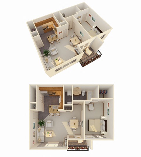 Floor plan for 1 bed, 1 bath, 789 sqft